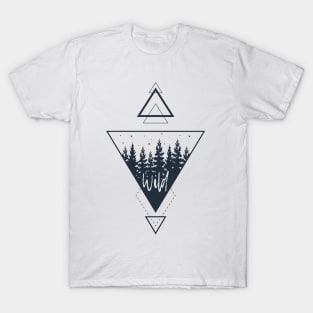 Nature. Wild Forest. Double Exposure. Geometric Style T-Shirt